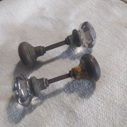 Glass Brass Antique Doorknobs 