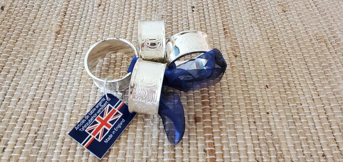 Elegant Round Napkin Rings, Silver- Plated, Set of 4