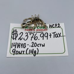 SCORPION PENDANT 14KT YELLOW GOLD, .20 Ctw NATURAL DIAMOND.