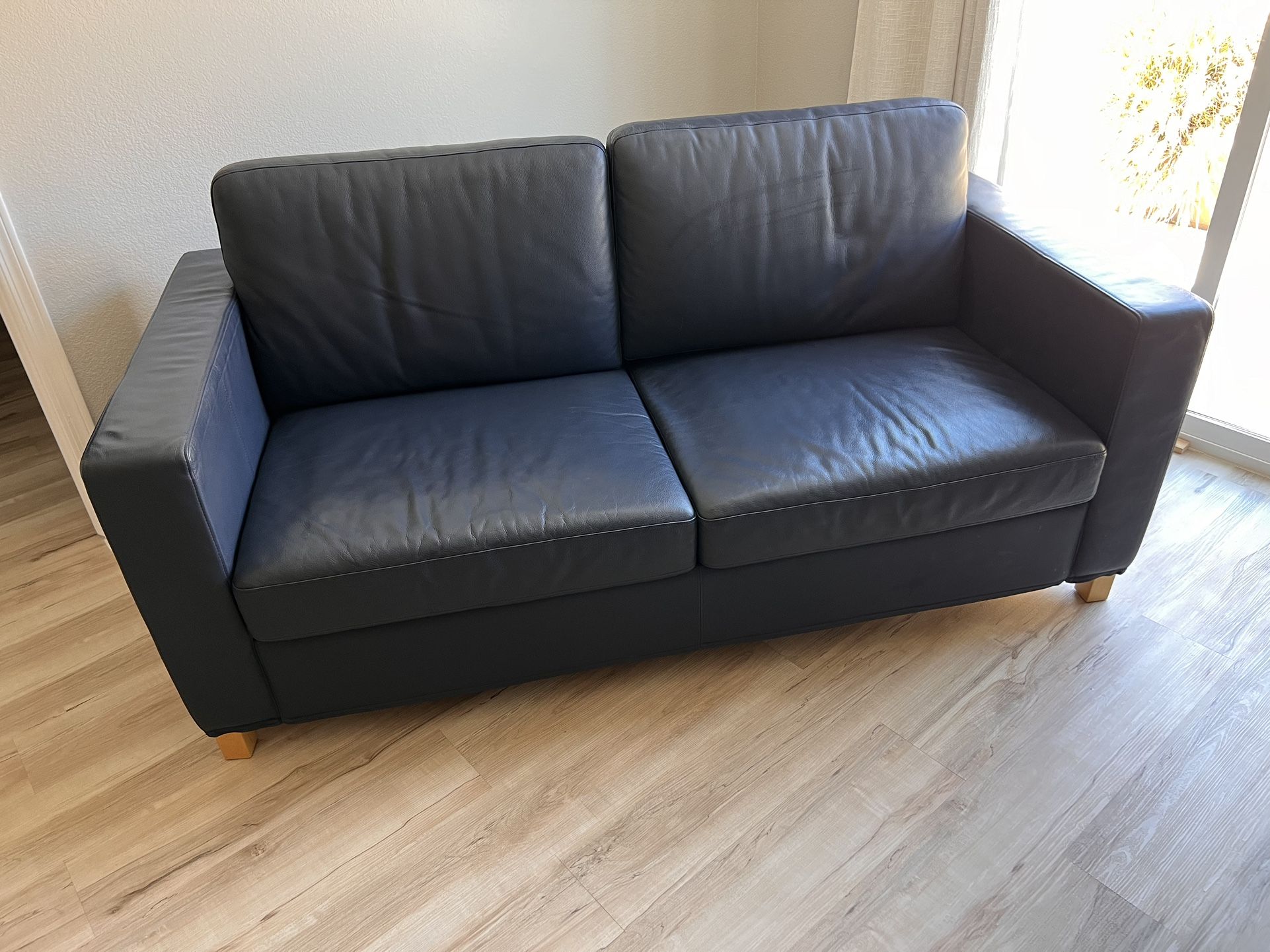 Leather Leggett & Platt Sleeper Sofa Blue 