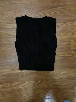 Black Knit Ribbed Cropped Tank Top