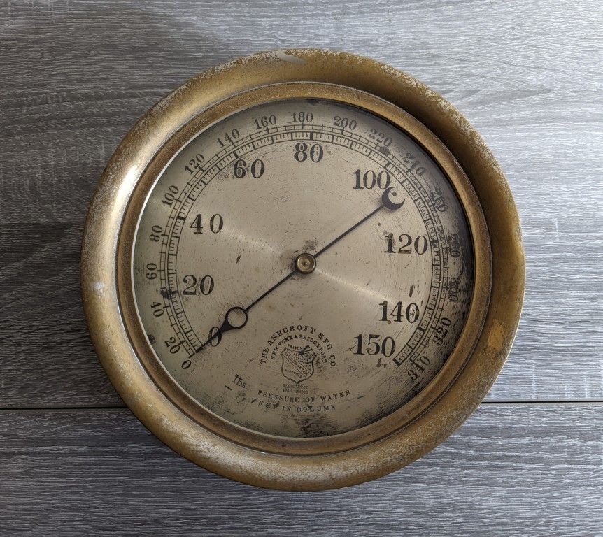 Vintage Ashcroft Pressure Gauge New York & Bridgeport Registered 1898