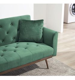 New Modern MCM Green Velvet Futon Sleeper Sofa for Sale in Los