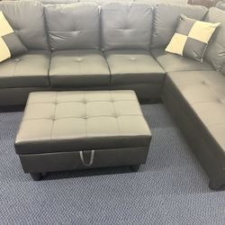 Black Leather Couch 