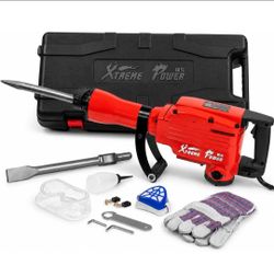 2200W Demolition Jack Hammer Flat Chisel Bull Point Chisel Bits Demo Chipping Hammer Concrete Pavement Breaker DIY Construction Concrete Floor Breaker