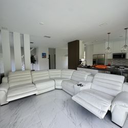 WHITE LEATHER COUCH - REAL LEATHER
