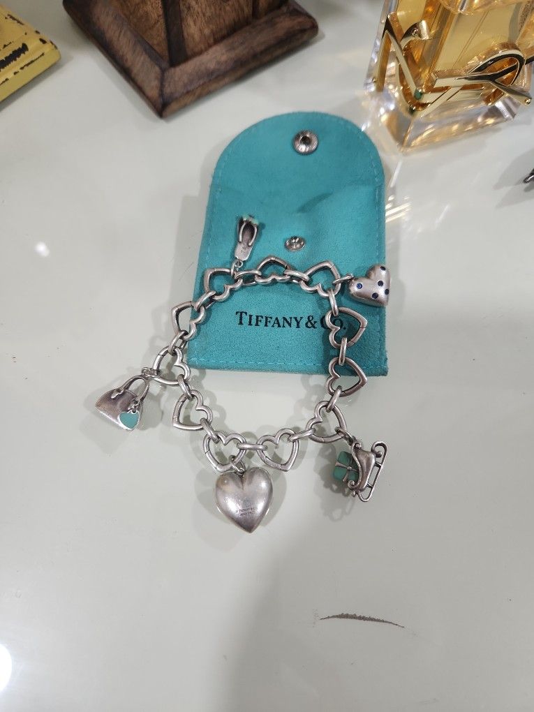 Tiffany Charm Bracelet With 5 Charms 925silver
