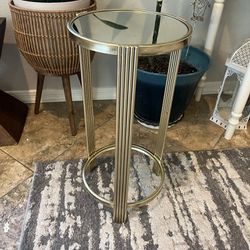New Modern Gold Mirror Top End Table 11x23in