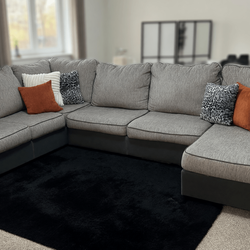 3-Piece U-Shaped Suede Sectional – Good Condition, Light/Dark Grey - Houston, TX