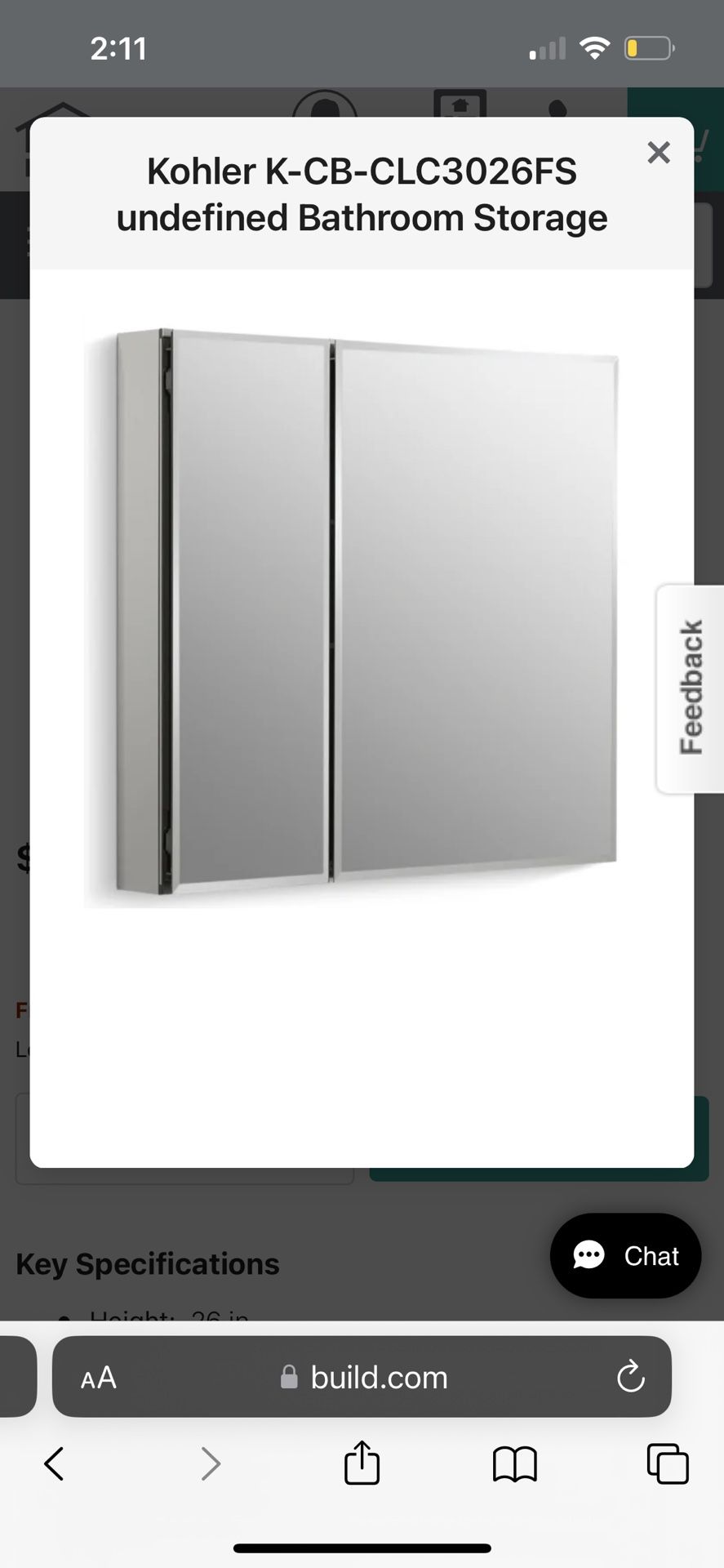 Kohler Double Door Bathroom Cabinet