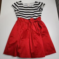 Girls Gymboree Olivia the Pig Black White Striped Red Elegant Dress Size 8