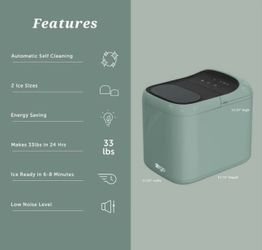 Orgo Products The Aspen Countertop Ice Maker, Bullet Ice Type, 33 lbs of Ice, Green