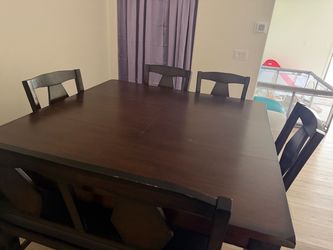 Table chairs and bench for sale