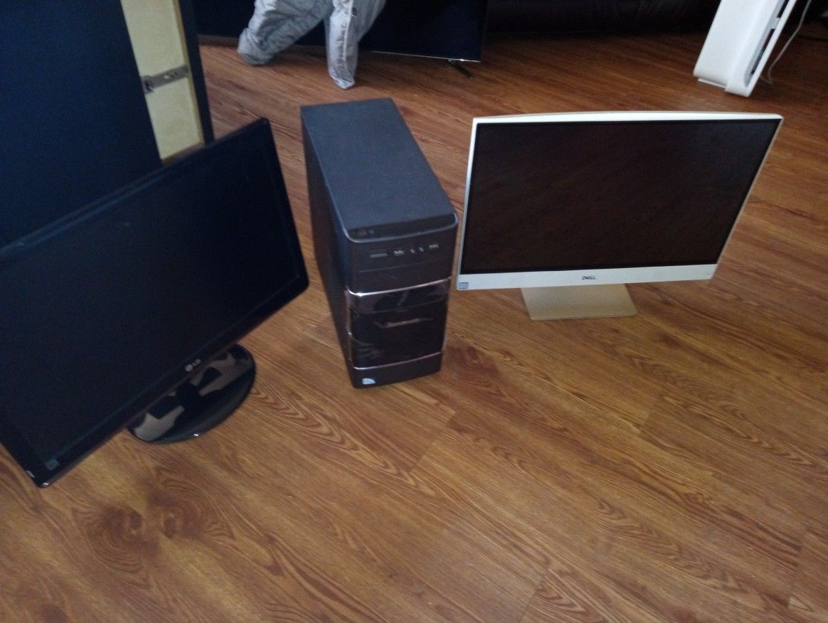 LG Monitor Dell Monitor With Computer Built In And The Lenovo Piece All For One Price All Together