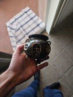 3d printed Hand-Painted Resin Cauldron Lantern - Tealight Holder