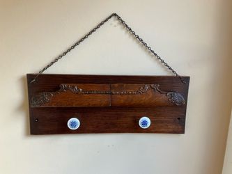 Vintage Wall Hanging made from Salvaged Antique Treadle Sewing Machine Cabinet Parts