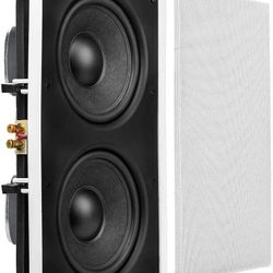 OSD Audio Dual 8" in Wall Subwoofer 350W Reinforced Back Bridge, Easy Install, Paintable Grill, IWS88

