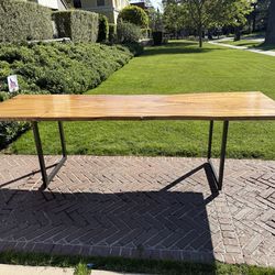 Gorgeous Large Solid Wood Dining Table with Steel Base – Rustic Modern