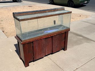 50 Gallon Glass Aquarium with Cherry Red Wood Stand Aquarium (LxWxH: 13.5” x 48” x 17.5”)
