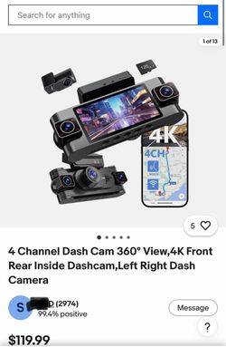 Brand New 4K 4-Channel Dash Cam (360° View) + 128GB SD Card Included!