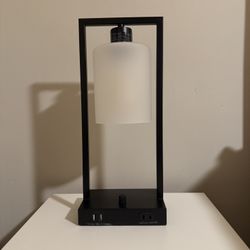 Modern Black Frame Table Lamps with USB Ports (Set of 2)