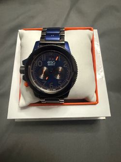 ESQ Movado Chronograph Watch Blue and Gunmetal