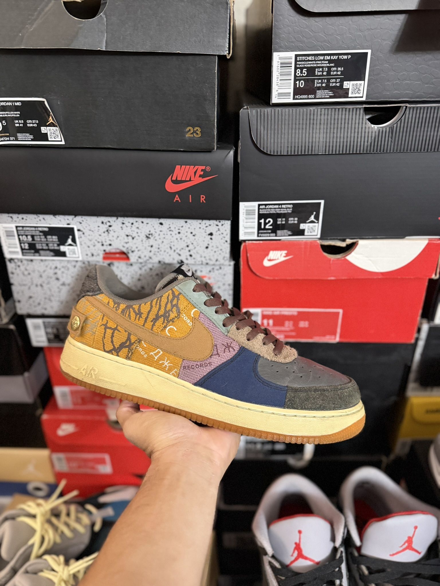 Nike Air Force 1 Low Travis Scott Cactus Jack 4s size 12 USED But Clean