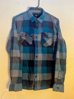 Vans Men's Blue and Navy Shirt Large
