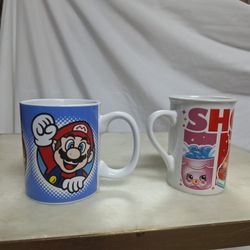 COLLECTIBLE CERAMIC MUGS PAIR: SHOPKINS & SUPER MARIO