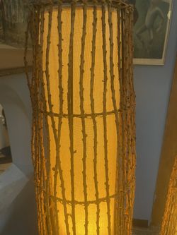 Pair Of Benzara Tall Bamboo Floor Lamps