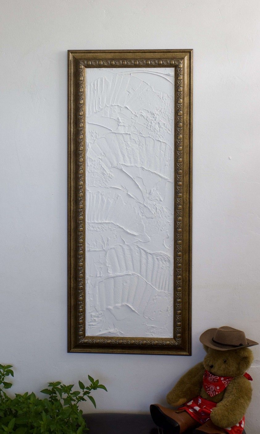 White Textured Wall Art in Vintage Frame