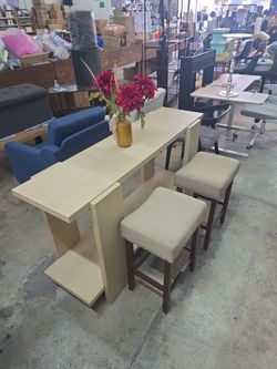 BLEACHED OAK CONSOLE TABLE- SET OF 3