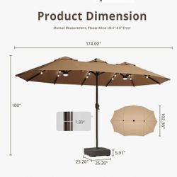 😀 Yaheetech 15 ft Large Patio Umbrella with Solar Lights Double-Sided Outdoor Rectangle Market Umbrellas with 36 LED Lights/Base Included/Crank 