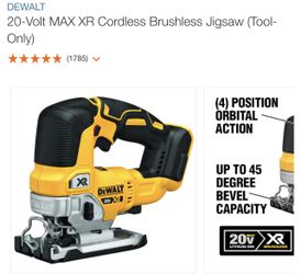 Tool Only- New Dewalt 20v Jigsaw