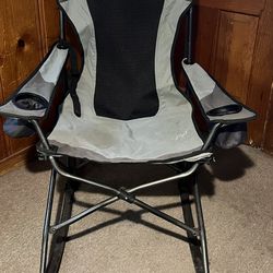 Cabela's Camping Rocking Chair – Portable, Foldable Steel Outdoor Rocker with Cup Holder and Side Pocket – Supports 350 lbs – Gray