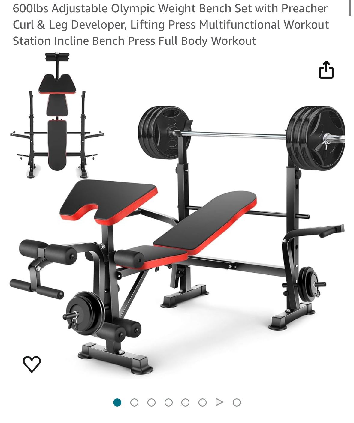 Adjustable Olympic Bench Set With Curl & Leg Developer (WEIGHTS NOT INCLUDED)