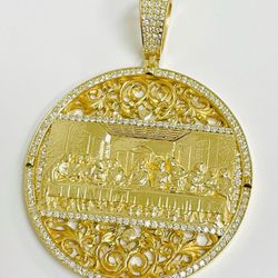 14k Last Supper Pendant With 1.64 TCW of Diamonds 