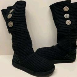 UGG Cardy Black Knit Tall Boots