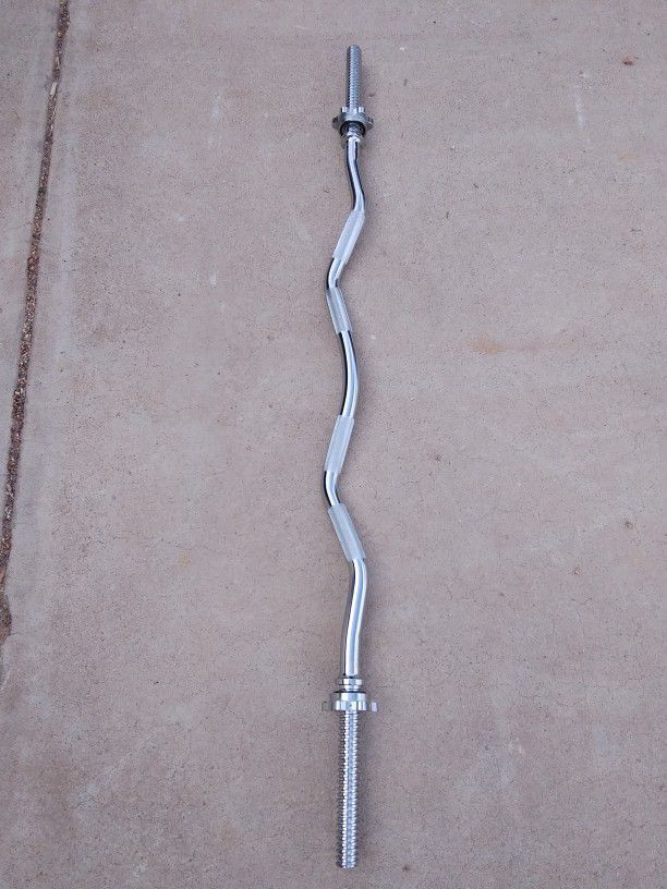 Standard Weight Easy Curl Bar With Screw Locks For 1-in Weights Brand New