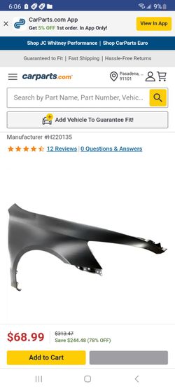2003 Honda Accord Passenger Fender
