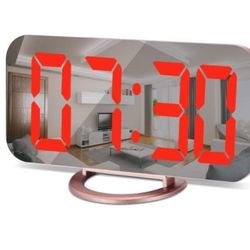 Brand New Alarm Clock for Bedroom,6.5" LED and Mirror Digital Clocks Large Display,with 2 USB Ports,Auto Diming,Snooze,Moden Desk Clock for Girl Room 