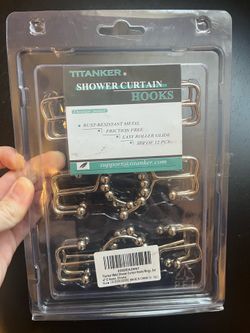 Silver shower curtain hooks