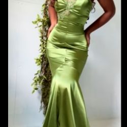 Green Satin Gown