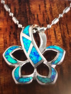 11 opal plumeria pendant