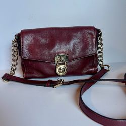 Small Michael Kors Cross Body Handbag Purse Burgundy 