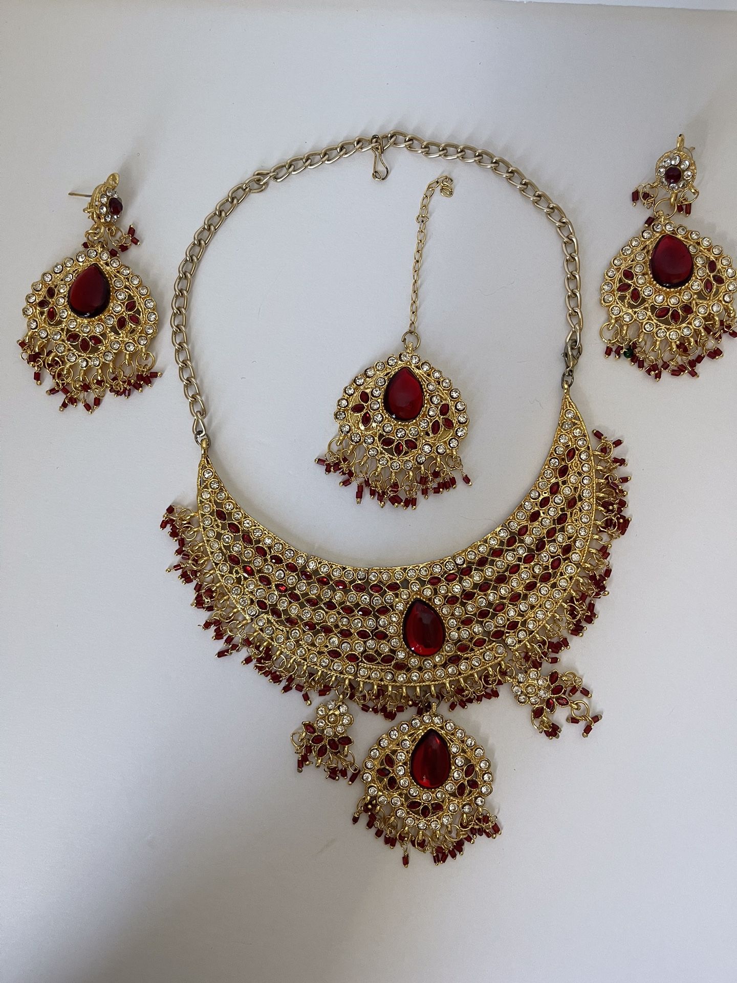 Indian Bollywood Kundan Choker Earrings Maang Tikka 4 Pc Jewelry Set