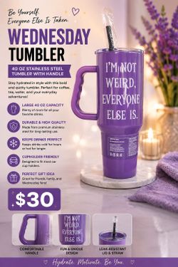 Wednesday 40 oz Stainless Steel Tumbler with Handle