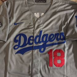 Yamamoto Dodgers Jersey With (World Series Championship Patch)
