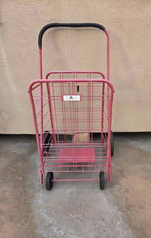 ATH Large Deluxe Rolling Utility Shopping Cart - Stowable Folding Heavy Duty