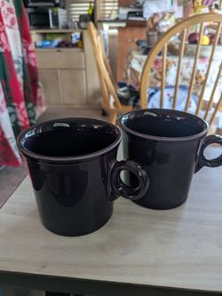 Fiestaware USA collection coffee cups O ring handle plum purple